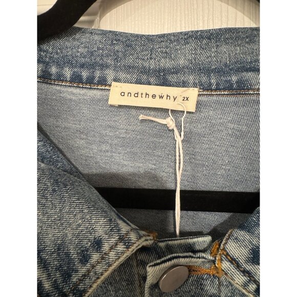 Denim Button Up Long Sleeve Midi Dress By Andthewhy California 2x - Picture 3 of 6